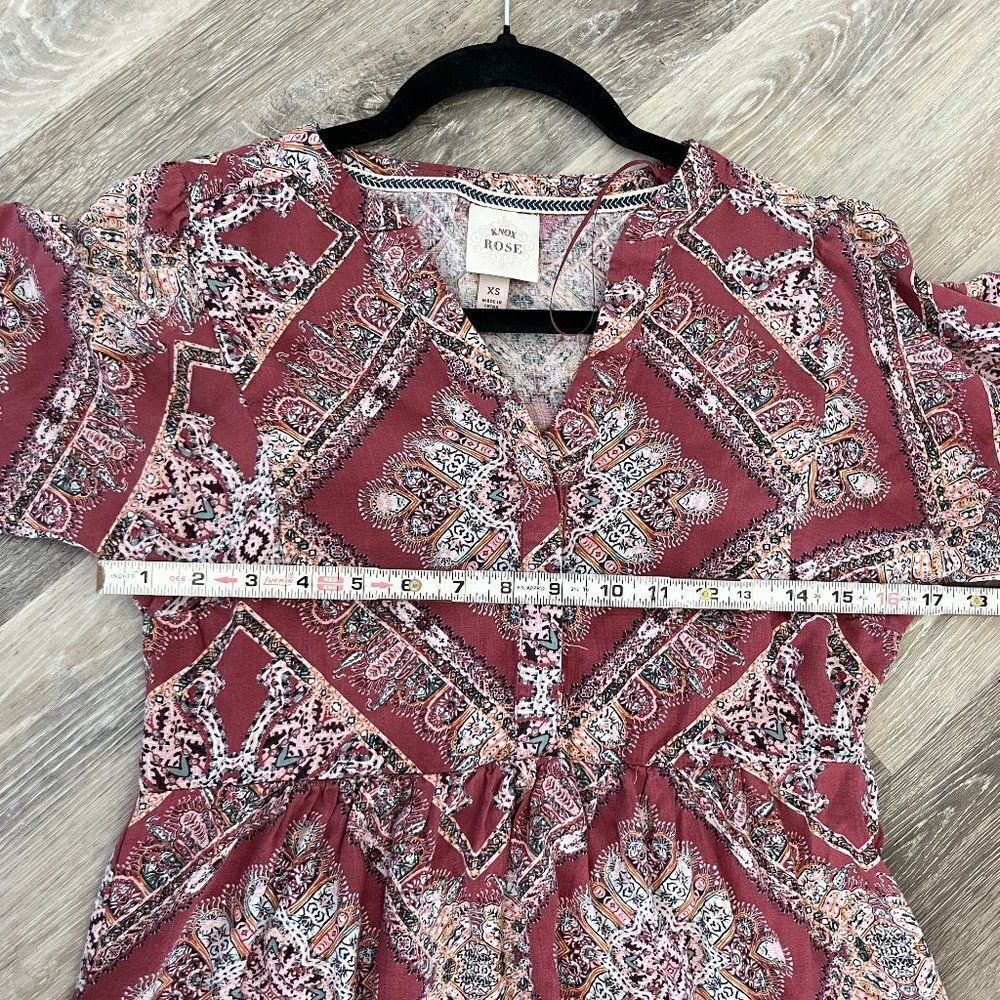 Knox Rose Midi Dress Size Extra Small Red Bohemian Peasant Short Sleeve Boho - Picture 9 of 12
